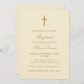 Script Beige Elegant Crème Baptême Invitation (Devant / Derrière)