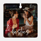 Script Bestie Photo Keepsake Gift Metalen Ornament (Voorkant)
