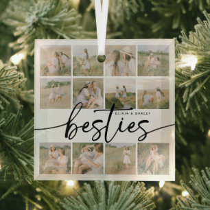 Script Besties Fotocollage Persoonlijk Glas Ornament