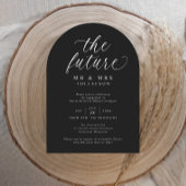 Script Black and White Elegant Engagement Party Kaart