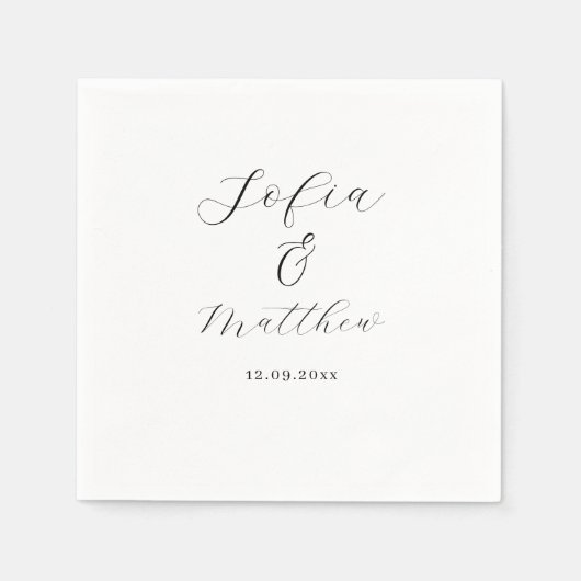 Script Black and White Wedding Servet (Voorkant)