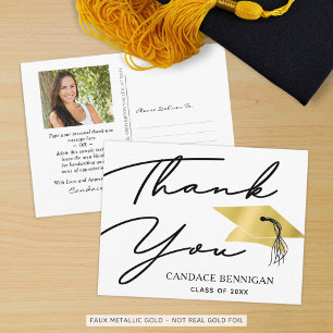 Script Black Gold Foto Afstudeer Dankjewel Briefkaart