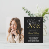 Script Black Gold Photo Faire-part de graduation (Debout devant)