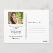 Script Black White Photo Afstuderen Bedankt Briefkaart (Achterkant)
