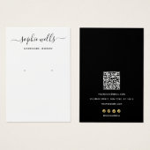 Script Black White QR Code arring Display Holder Visitekaartje (Voorkant /achterkant)