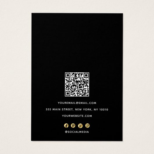 Script Black White QR Code arring Display Holder Visitekaartje (Achterkant)