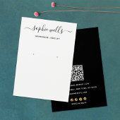 Script Black White QR Code arring Display Holder Visitekaartje