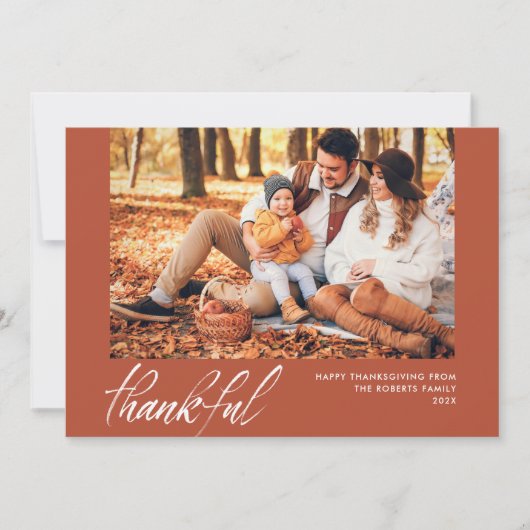 script blanc carte photo d'action de grâce orange (Devant)