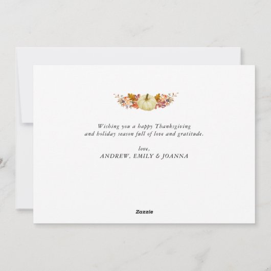 script blanc carte photo d'action de grâce orange (Dos)