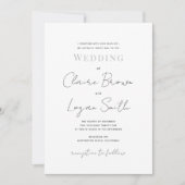 Script blanc Faire-part de mariage moderne (Devant)