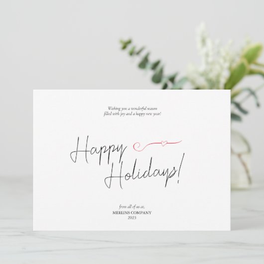 Script blanc moderne Joyeux Carte de visite de vac (Debout devant)