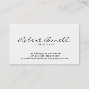 Script Blanc Plain Moderne Consultant Carte de vis