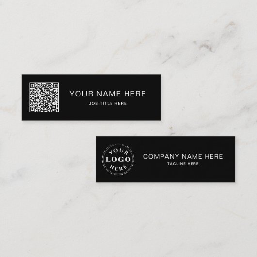 Script blanc QR sur la conception de carte d'appel (Devant / Derrière)