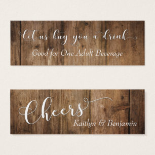 Script blanc sur billets de boisson Brown en bois