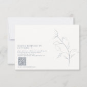 Script bleu foncé moderne Botanique QR Code RSVP (Dos)