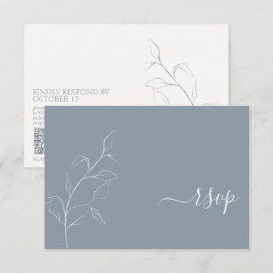 Script bleu foncé moderne Botanique QR Code RSVP