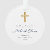 Script bleu moderne Religieux Garçon Baptême Photo (devant)