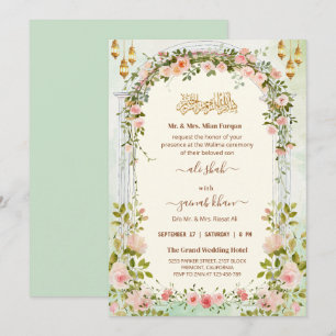 Script Bloemboog Walima Islamitische Trouwfeest Kaart