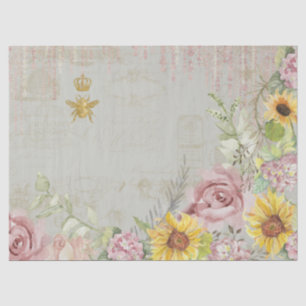 Script Bloemen Zonnebloem Waterverf Sage Tissuepapier