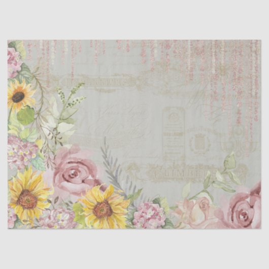 Script Bloemenhortensia's Waterverf salie Tissuepapier (Voorkant)