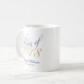 Script Blue Gold Class of 2018 Afstuderen Custom Koffiemok (Voorkant links)
