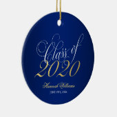 Script Blue Gold Class of 2020 Afstuderen Keramisch Ornament (Rechts)