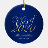 Script Blue Gold Class of 2020 Afstuderen Keramisch Ornament (Voorkant)