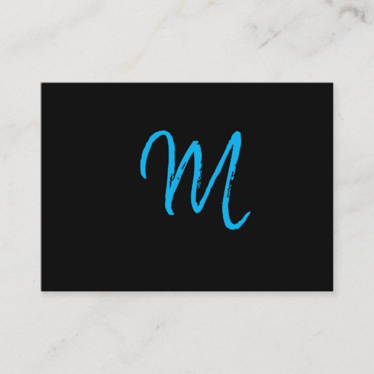 Script Blue Monogram op zwart Visitekaartje (Voorkant)
