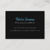 Script Blue Monogram op zwart Visitekaartje (Achterkant)