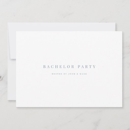 Script Blue & White Bachelor party Carte d'invitat (Devant)