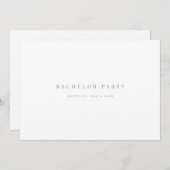Script Blue & White Bachelor party Carte d'invitat (Devant / Derrière)