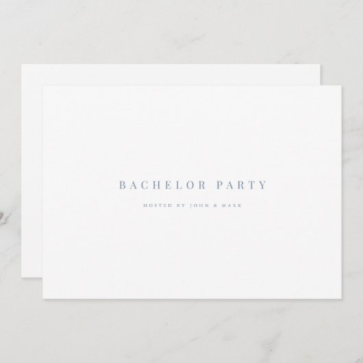 Script Blue & White Bachelor party Carte d'invitat (Devant / Derrière)