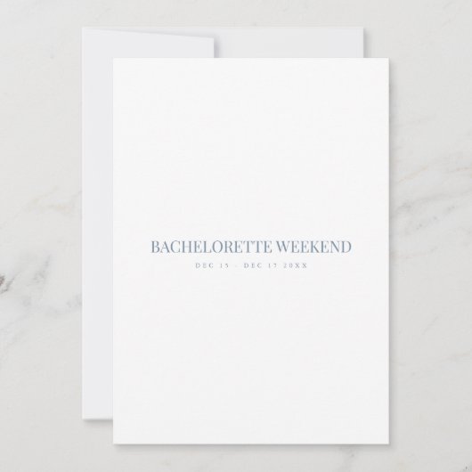 Script Blue & White Bachelorette Weekend Kaart (Voorkant)