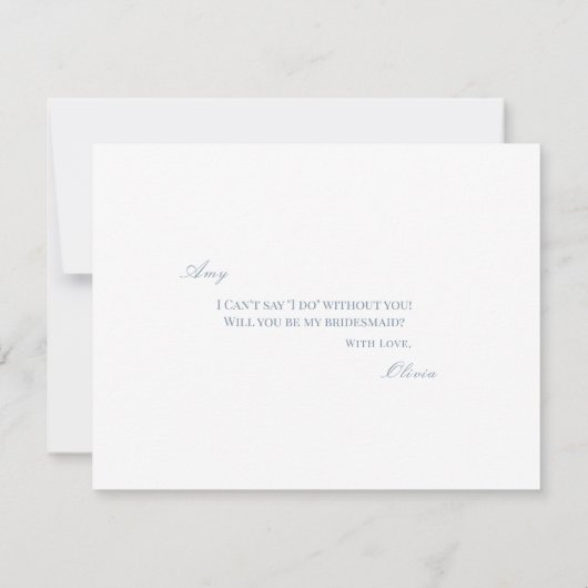 Script Blue & White Bridesmaid Proposal Kaart (Achterkant)