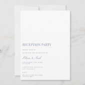 Script Blue & White Reception Invitation Kaart (Voorkant)