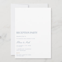 Script Blue & White Reception Invitation Kaart