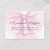 Script Blush Bow Diaper Raffle Insert Informatiekaartje (Voorkant)