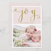 Script Blush & Gold Joy | Carte photo de vacances (Devant / Derrière)