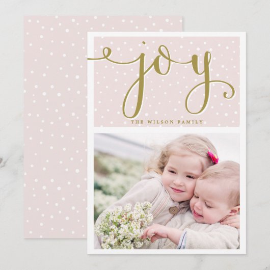 Script Blush & Gold Joy | Carte photo de vacances (Devant / Derrière)