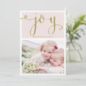 Script Blush & Gold Joy | Carte photo de vacances (Debout devant)