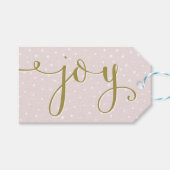 Script Blush & Gold Joy | Étiquette cadeau de vaca (Devant (Horizontal))