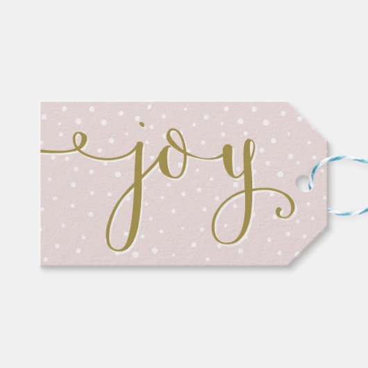 Script Blush & Gold Joy | Étiquette cadeau de vaca (Devant (Horizontal))
