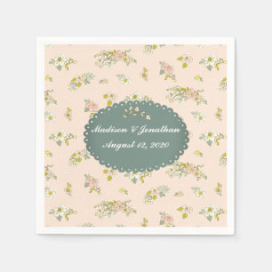 Script Blush Pink Floral Wedding Servet