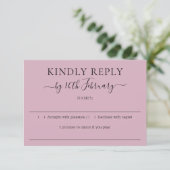 Script Blush Pink Wedding Kindly Reply RSVP Kaartje (Staand voorkant)