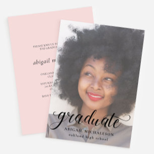  Script Blush Roze Foto Graduation Party Kaart