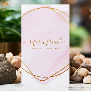 Script Blush Roze Waterverf Goud Cirkel Zakelijk Aanbevelingskaartje
