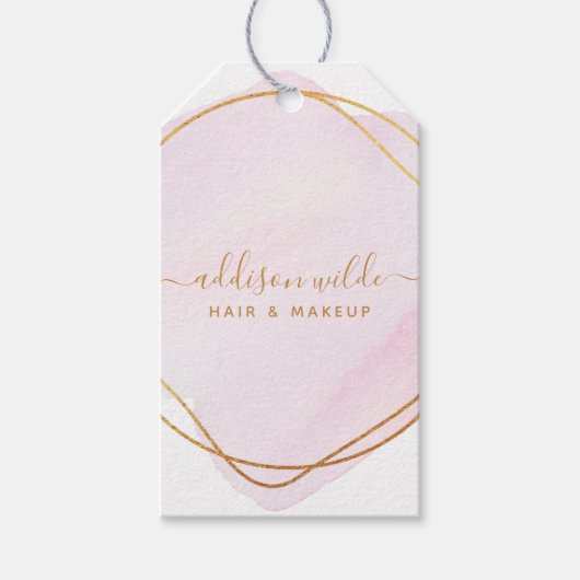 Script Blush Roze Waterverf Goud Prijs Hang Tag Cadeaulabel (Voorkant)