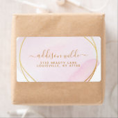 Script Blush Roze Waterverf Gouden Cirkel Verzendi Etiket (Insitu)