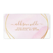 Script Blush Roze Waterverf Gouden Cirkel Verzendi Etiket (Voorkant)