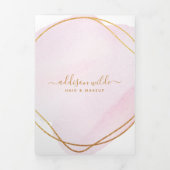 Script Blush Roze Waterverf Gouden Salon Brochure Drieluik Kaart (Cover)